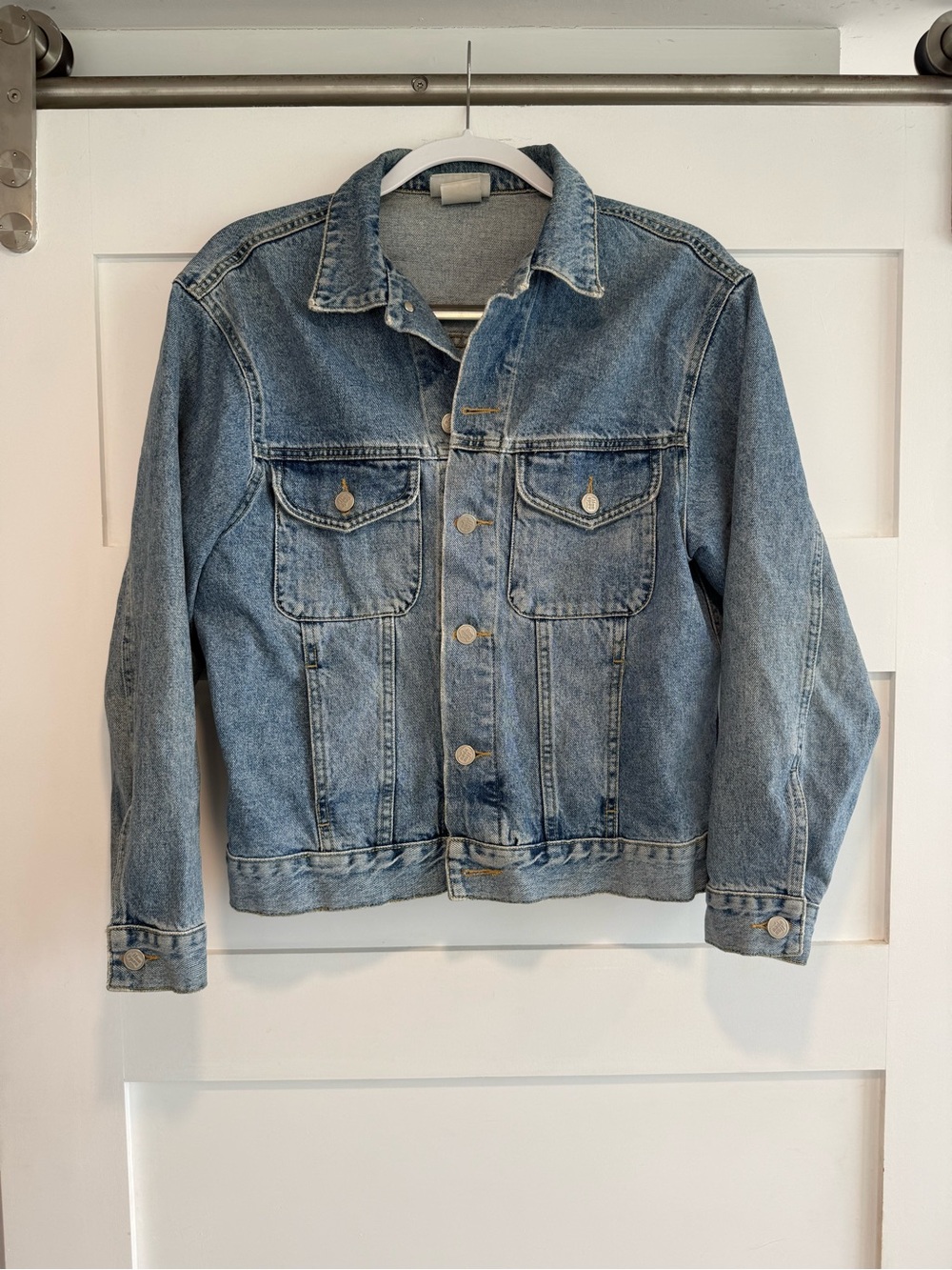 Women’s Vintage Medium Wash Denim Jacket - Casual Trucker Style by nada nuff.